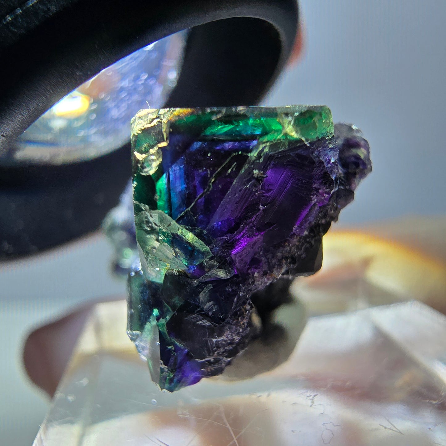 Phantom Fluorit Würfel Stufe, grün lila Okorusu, Namibia 24*19*16mm