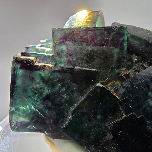 Rare cube de fluorite fantôme vert violet zonar Okorusu, namibie 57*42*31mm