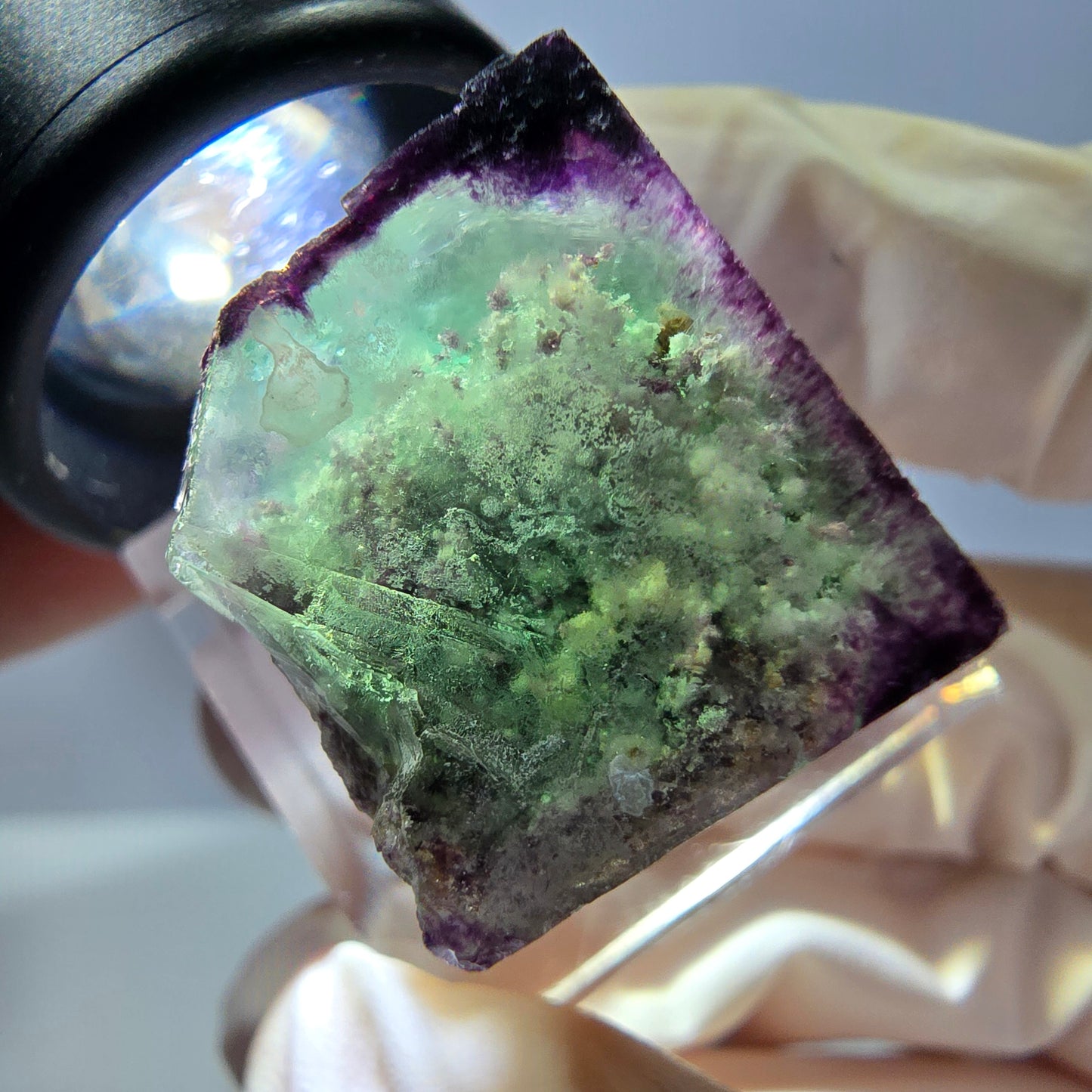 Phantom Fluorit Würfel parkettiert, zonal, grün lila Okorusu, Namibia 21*20*18mm