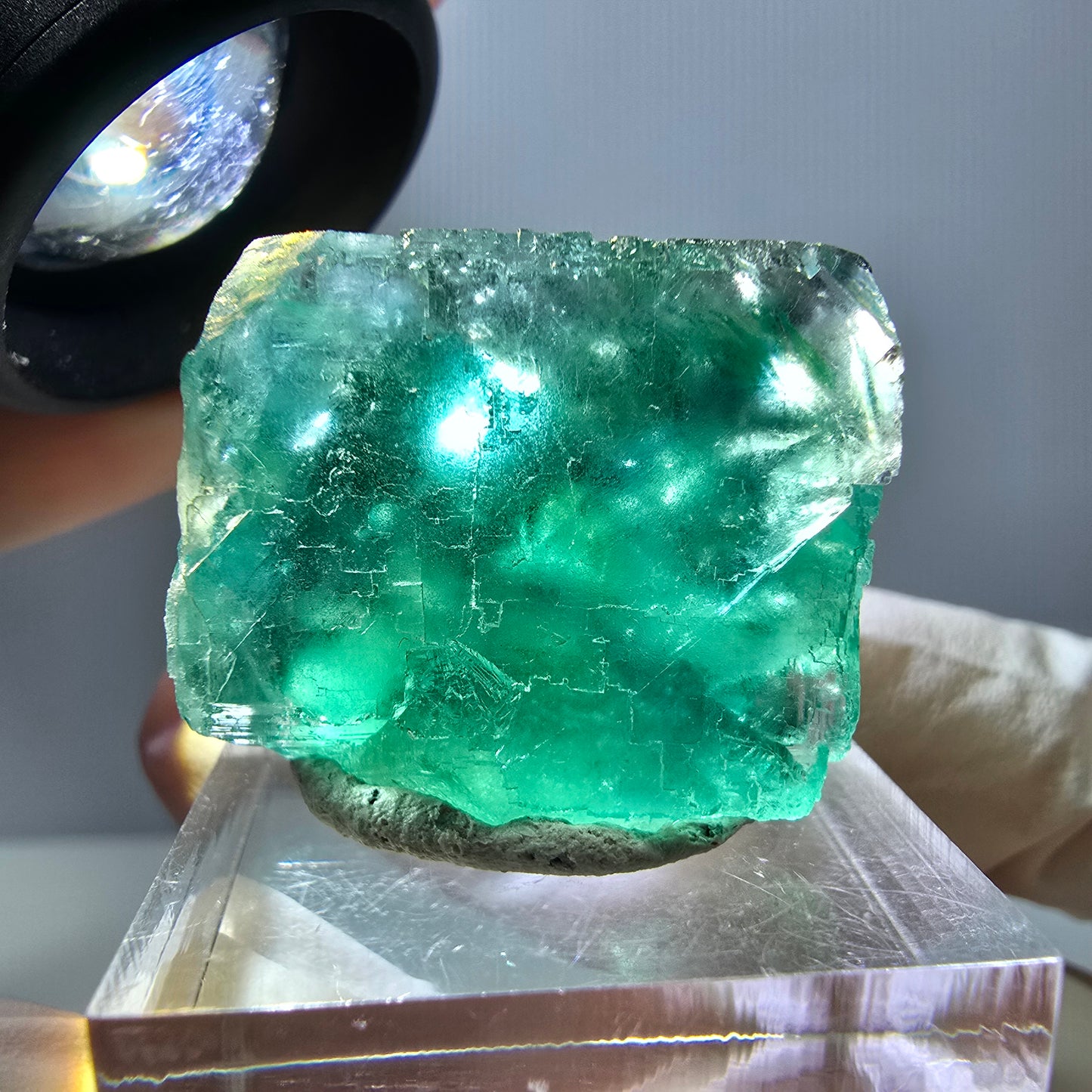 Phantom Fluorit Würfel Stufe, grün parkettiert Okorusu, Namibia 27*24*22mm