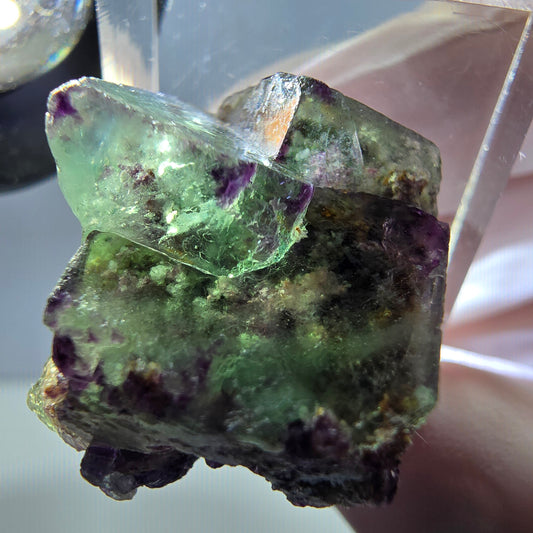 Phantom Fluorit Würfel Stufe, grün lila Okorusu, Namibia 24*20*20mm