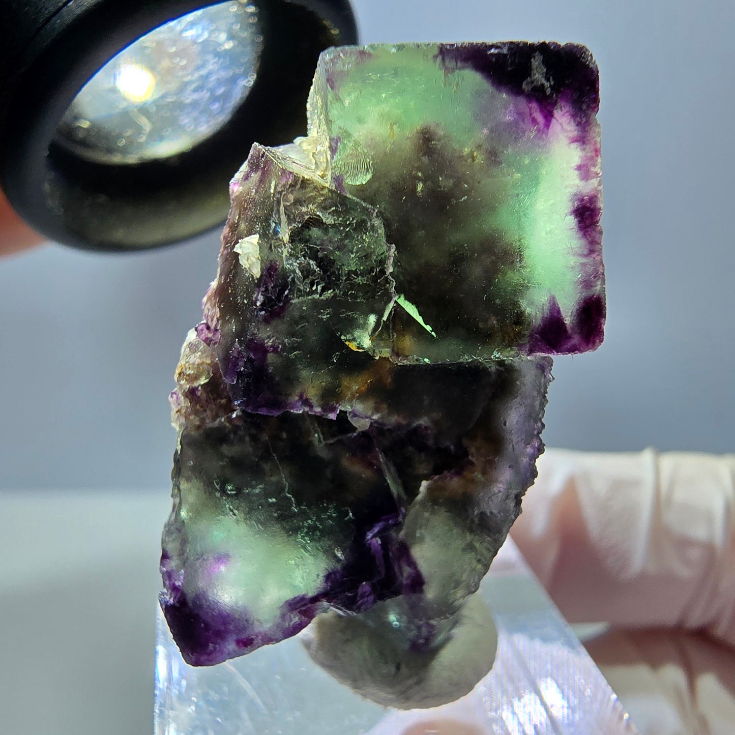 Phantom Fluorit Würfel Stufe, parkettiert, zonal Okorusu, Namibia 38*21*15mm