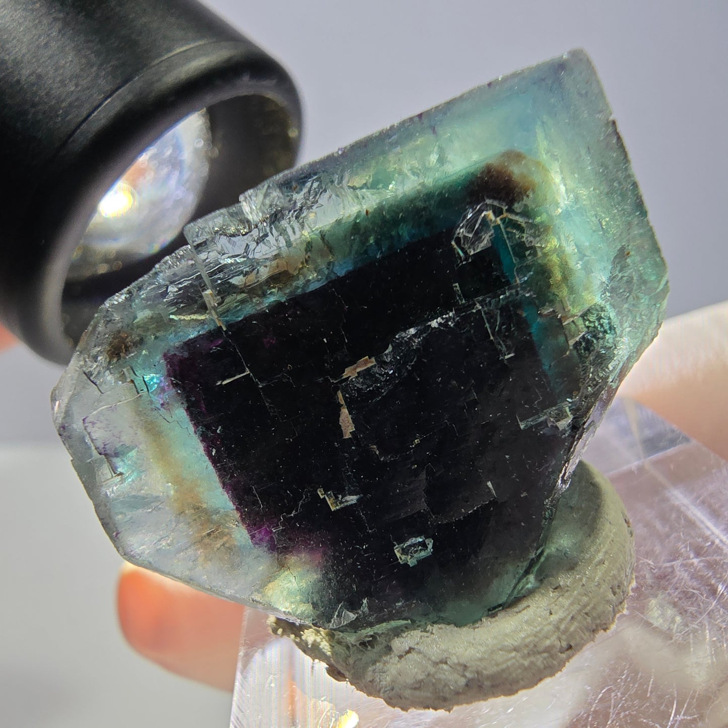 Phantom Fluorite cube parquetted, green purple Okorusu, Namibia 27*22*21mm