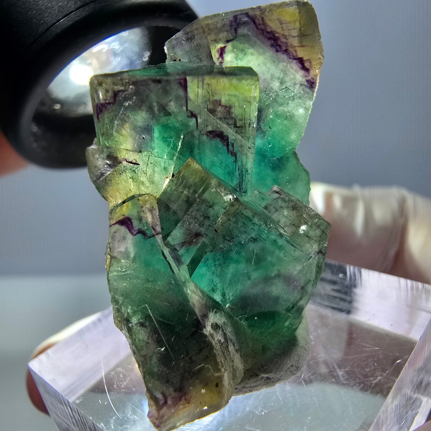Phantom Fluorit Würfel Stufe, grün lila Okorusu, Namibia 37*25*17mm