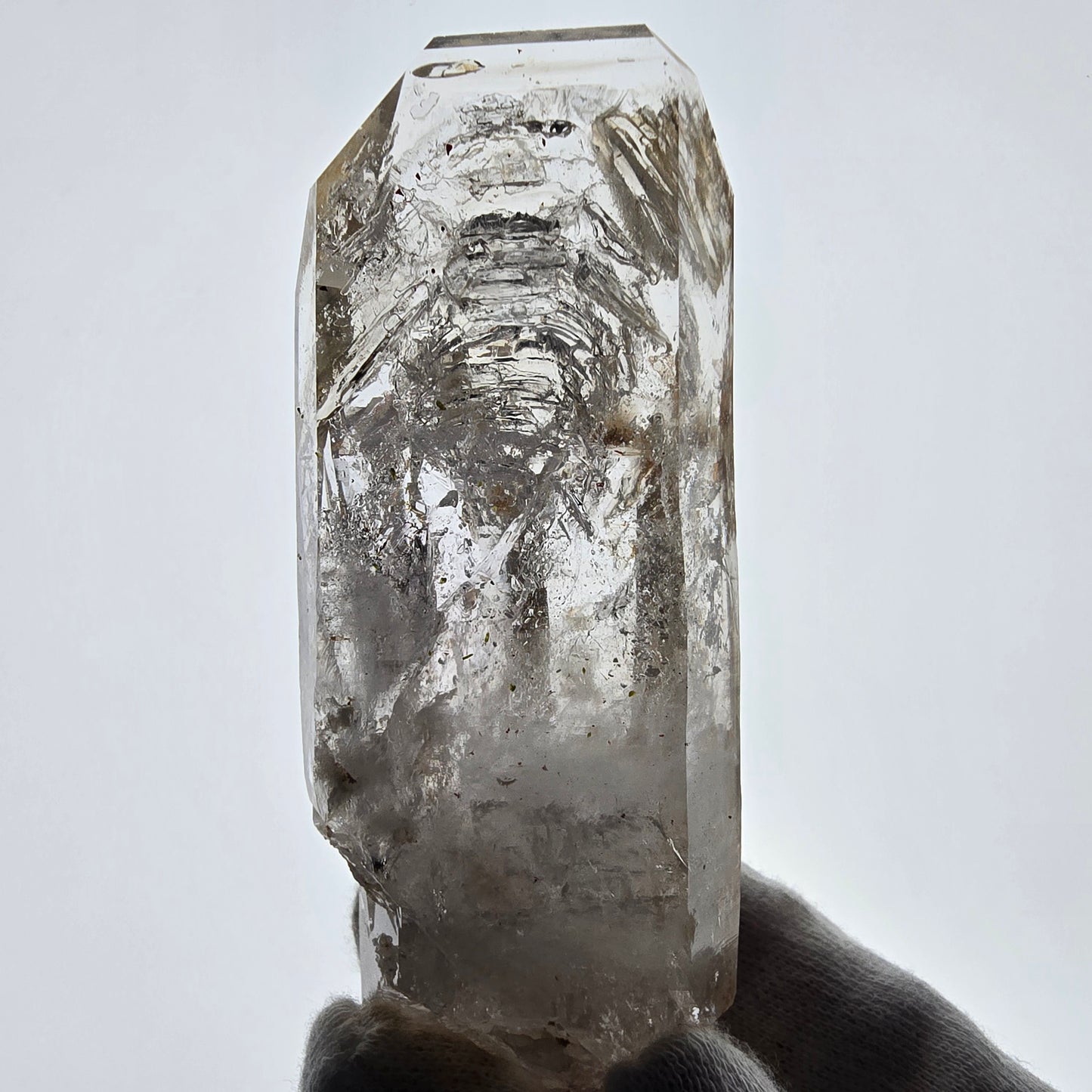 Sceptre en quartz fumé lémurien Enhydro, 1x Goboboseb de poche Bubble Valentine Namibie 96 x 38 x 25 mm