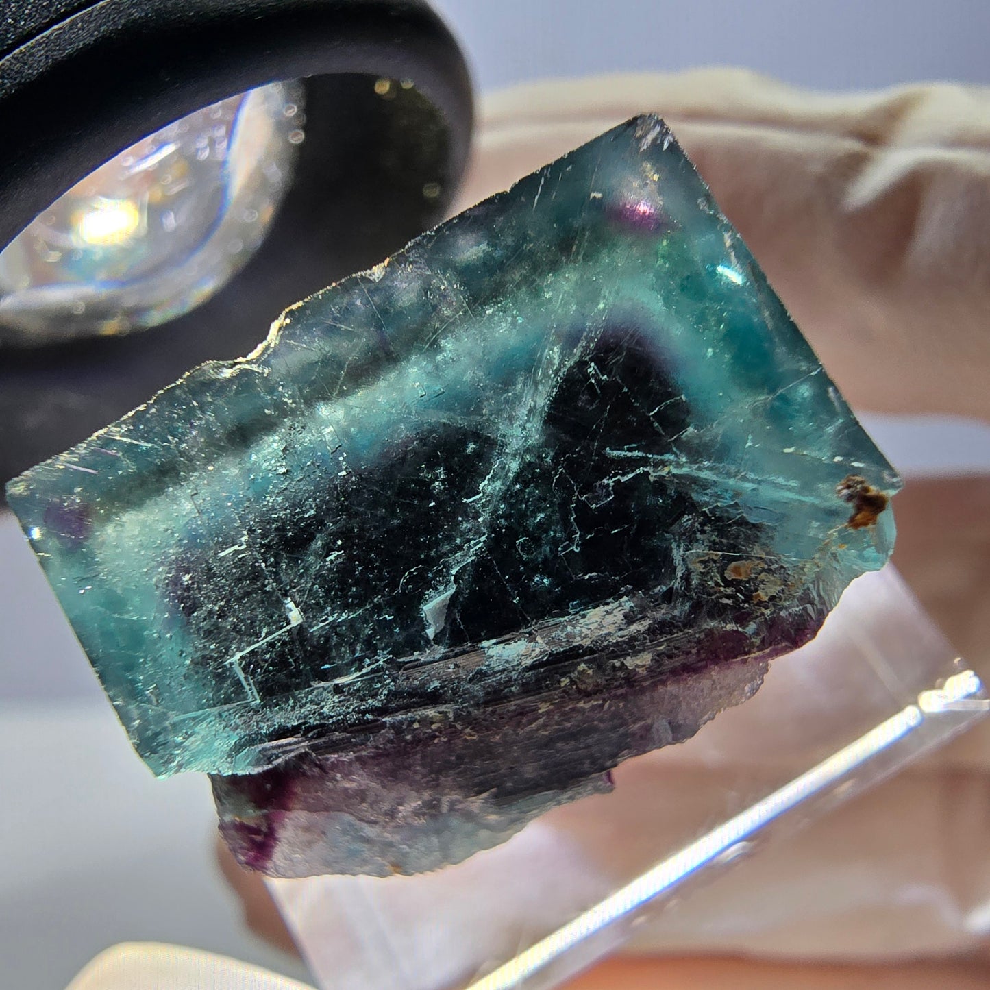 Phantom Fluorit Würfel Stufe, parkettiert grün lila Okorusu, Namibia 20*20*15mm