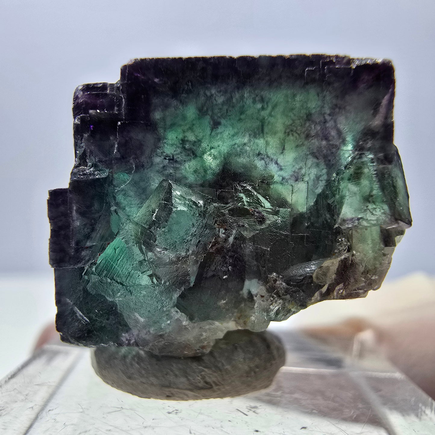 Phantom Fluorit Würfel Stufe, parkettiert, zonal Okorusu, Namibia 23*22*20mm
