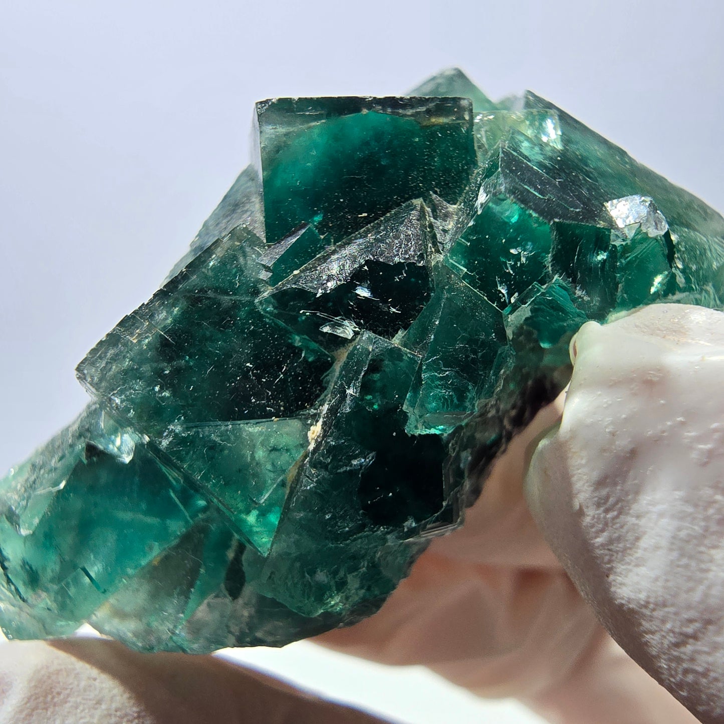 Rare spécimen de cube de fluorite fantôme, vert-violet, Okorusu, Namibie, 47 x 29 x 23 mm