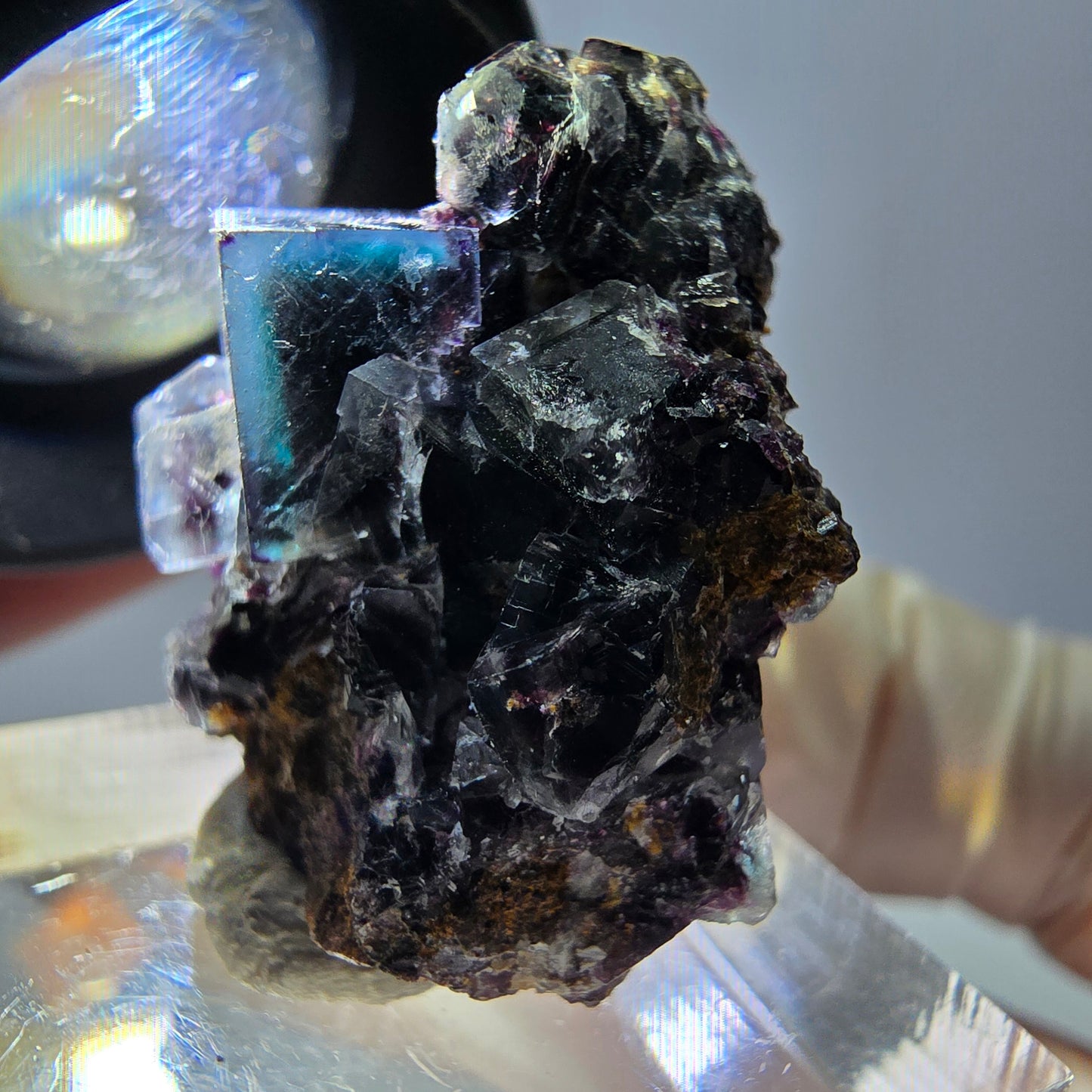 Phantom Fluorit Würfel Stufe, grün lila Okorusu, Namibia 27*21*20mm