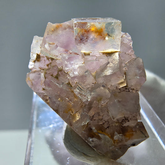 Rare niveau de cube de fluorite fantôme UV violet blanc Brandberg, namibie 24*19*10mm