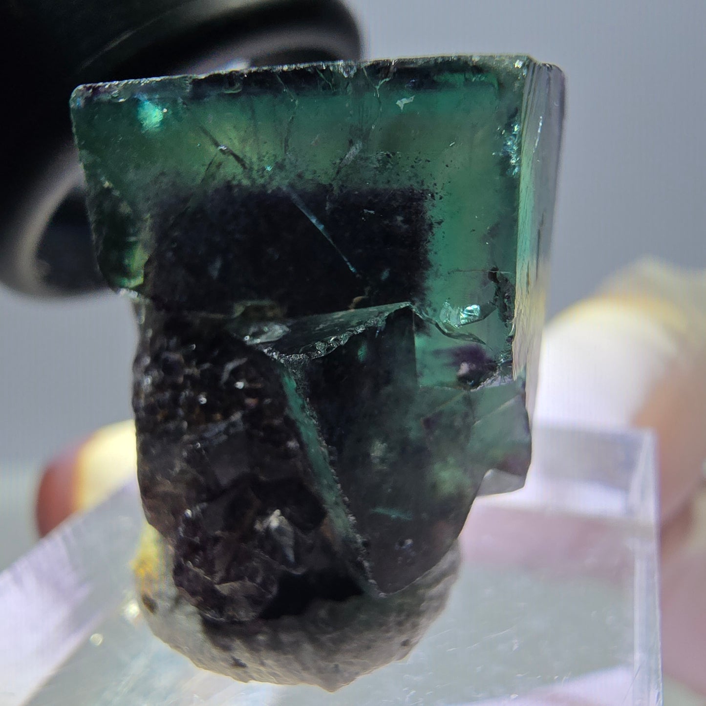 Phantom Fluorit Würfel Stufe, grün lila Okorusu, Namibia 21*21*19mm