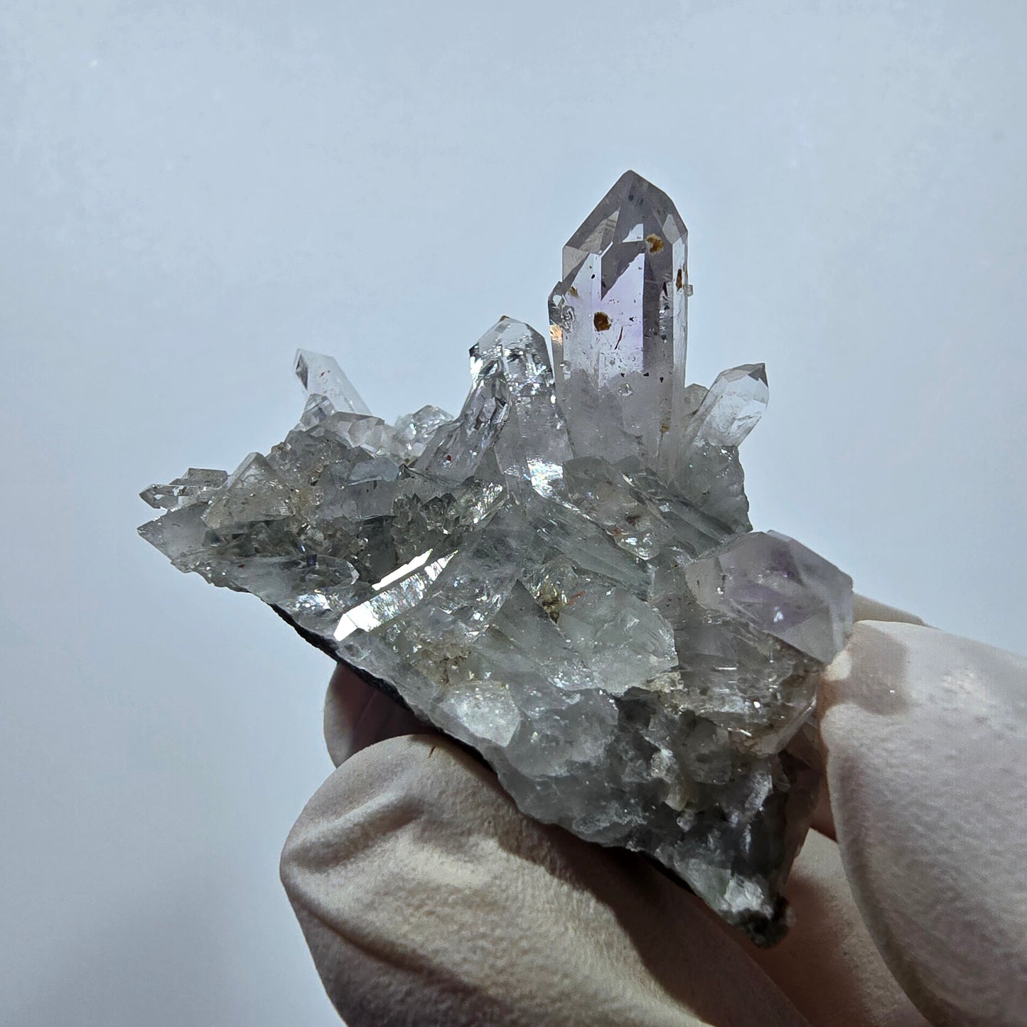 Quartz Harlequin rare, spécimen de chlorite, mine Streep, Goboboseb, Namibie, 46 x 32 x 28 mm