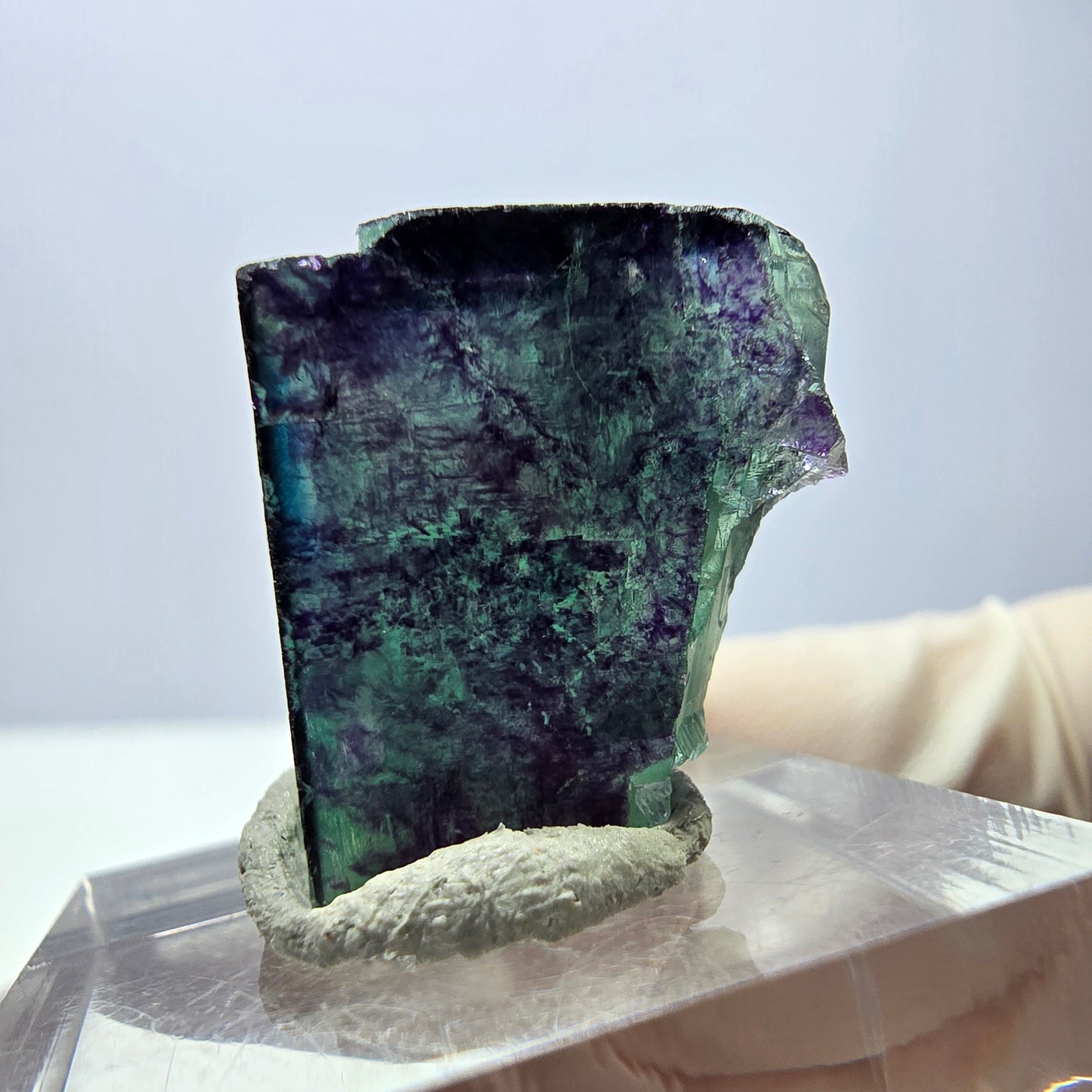 Phantom Fluorit Würfel Stufe grün lila zonal 11:11 Angel Pocket, Namibia 19*19*19mm