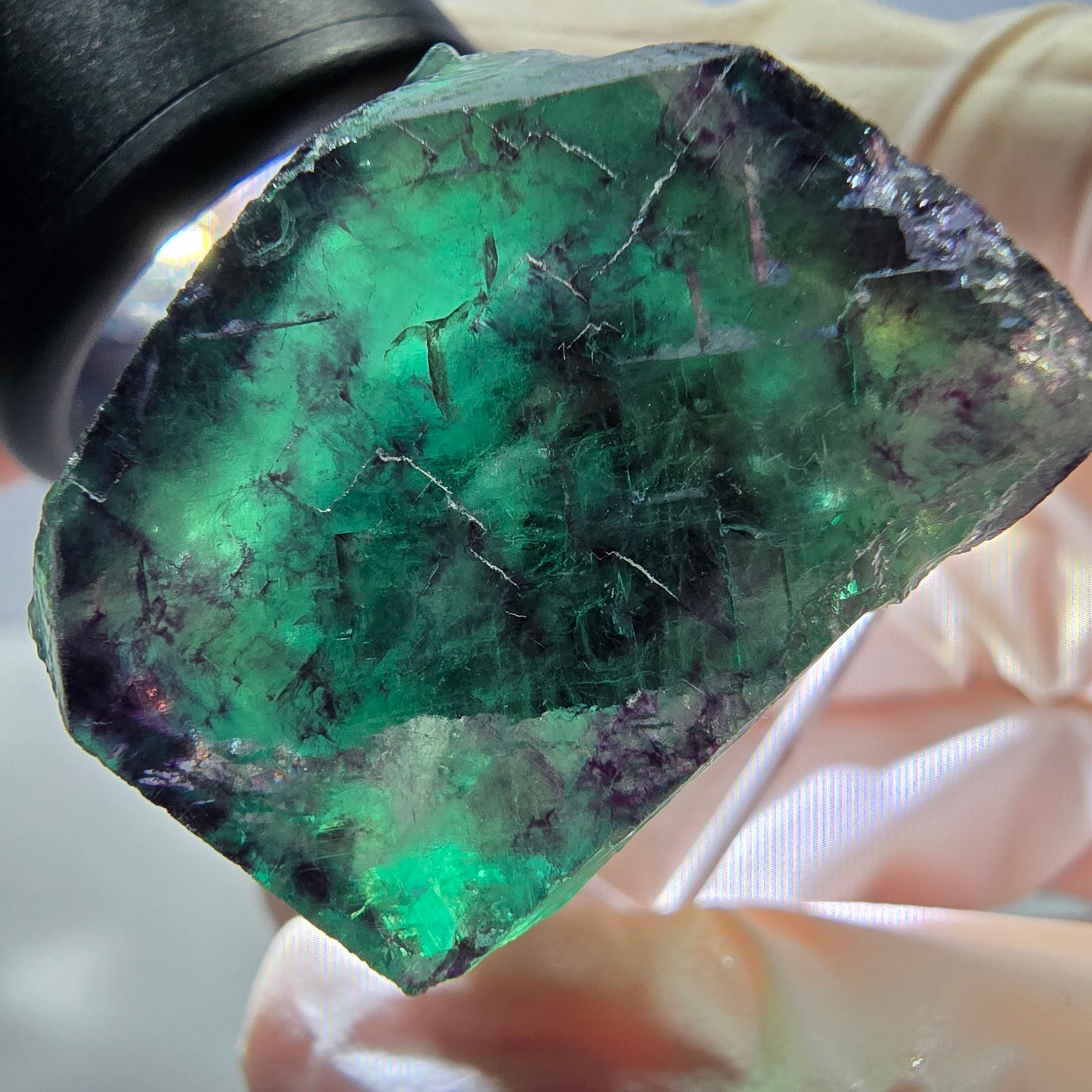 Phantom Fluorit Würfel Stufe, parkettiert grün lila Okorusu, Namibia 25*24*22mm