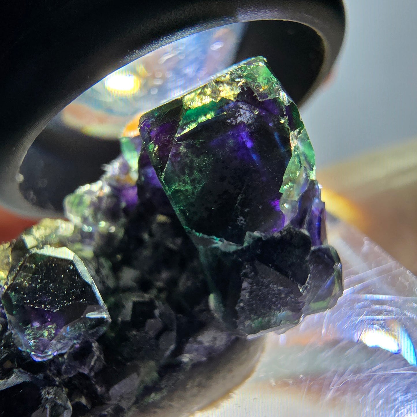 Phantom Fluorit Würfel Stufe, grün lila Okorusu, Namibia 24*19*16mm