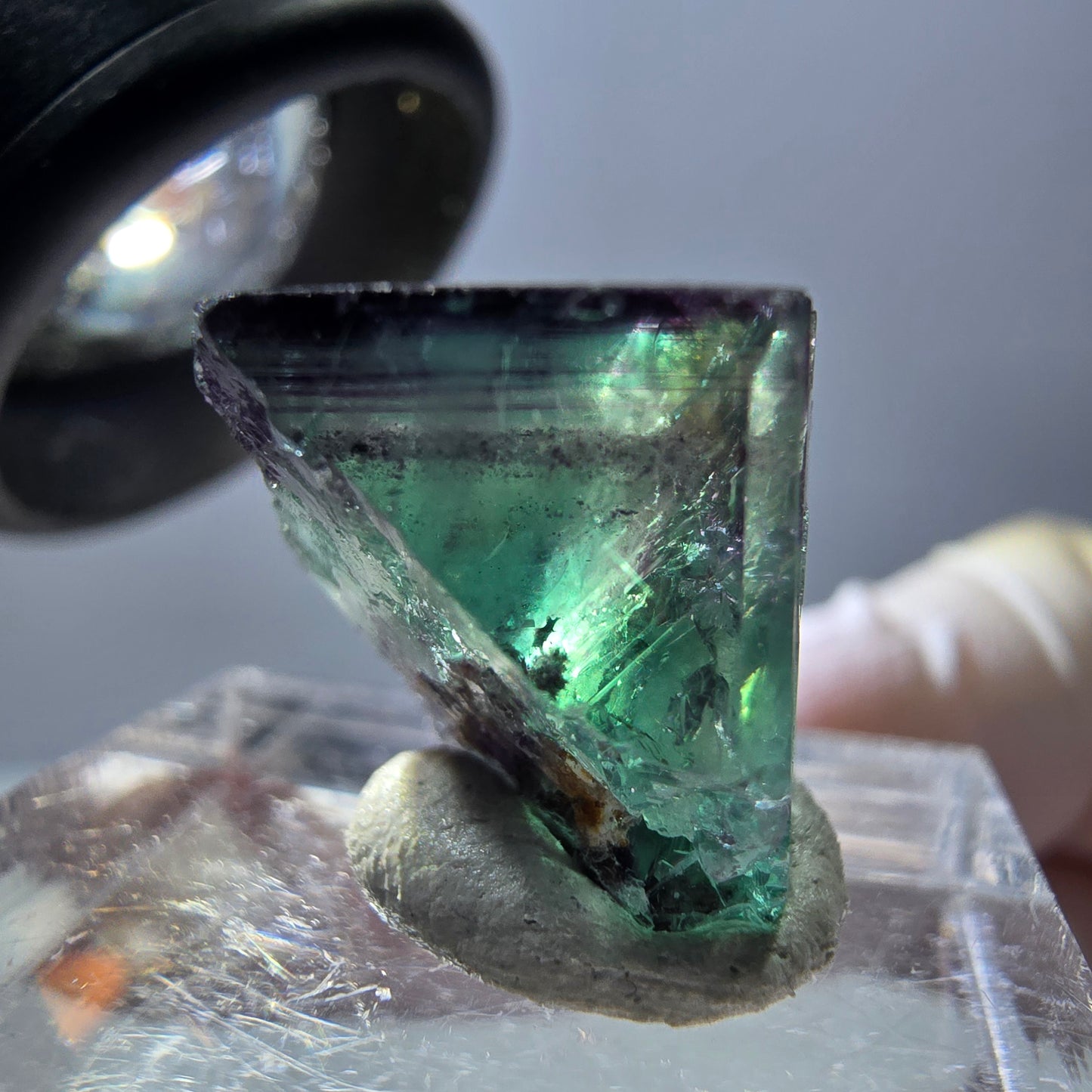 Phantom Fluorit Würfel Stufe, parkettiert grün lila Okorusu, Namibia 14*13*12mm