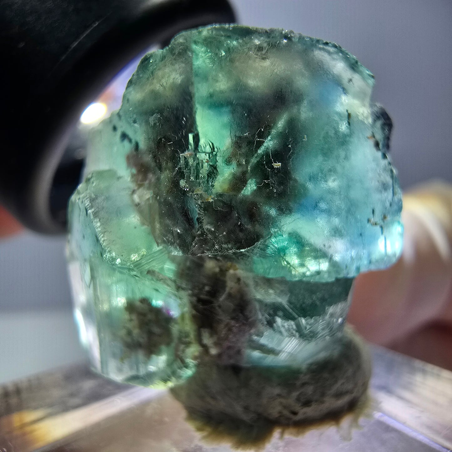 Spécimen de cube de fluorite fantôme, parquet vert Okorusu, Namibie 22 x 19 x 16 mm