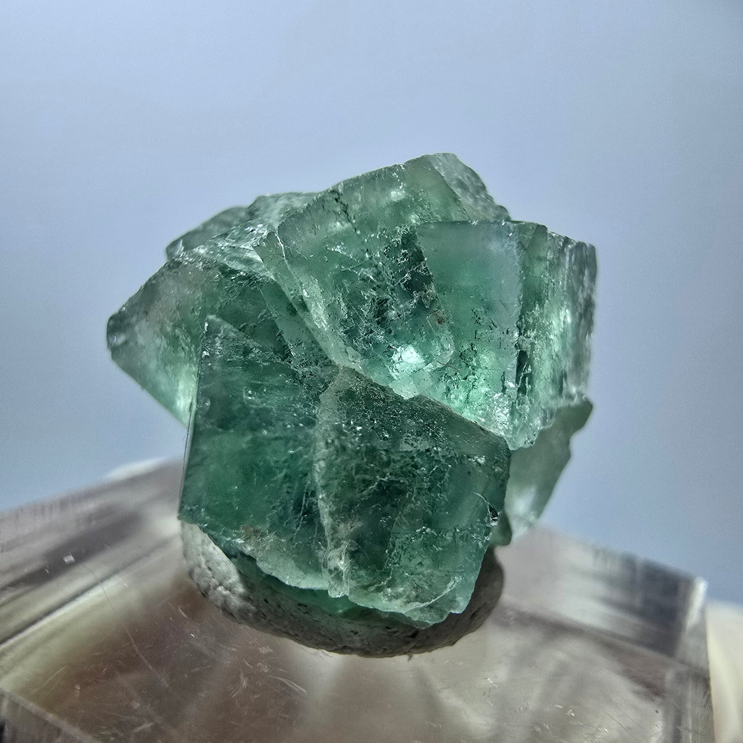 Phantom Fluorit Würfel Stufe, grün parkettiert Okorusu, Namibia 23*20*16mm