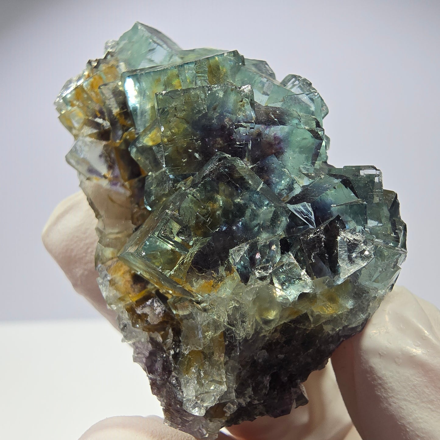 Spécimen de cube de fluorite fantôme très clair parqueté Okorusu, Namibie 49*36*26mm
