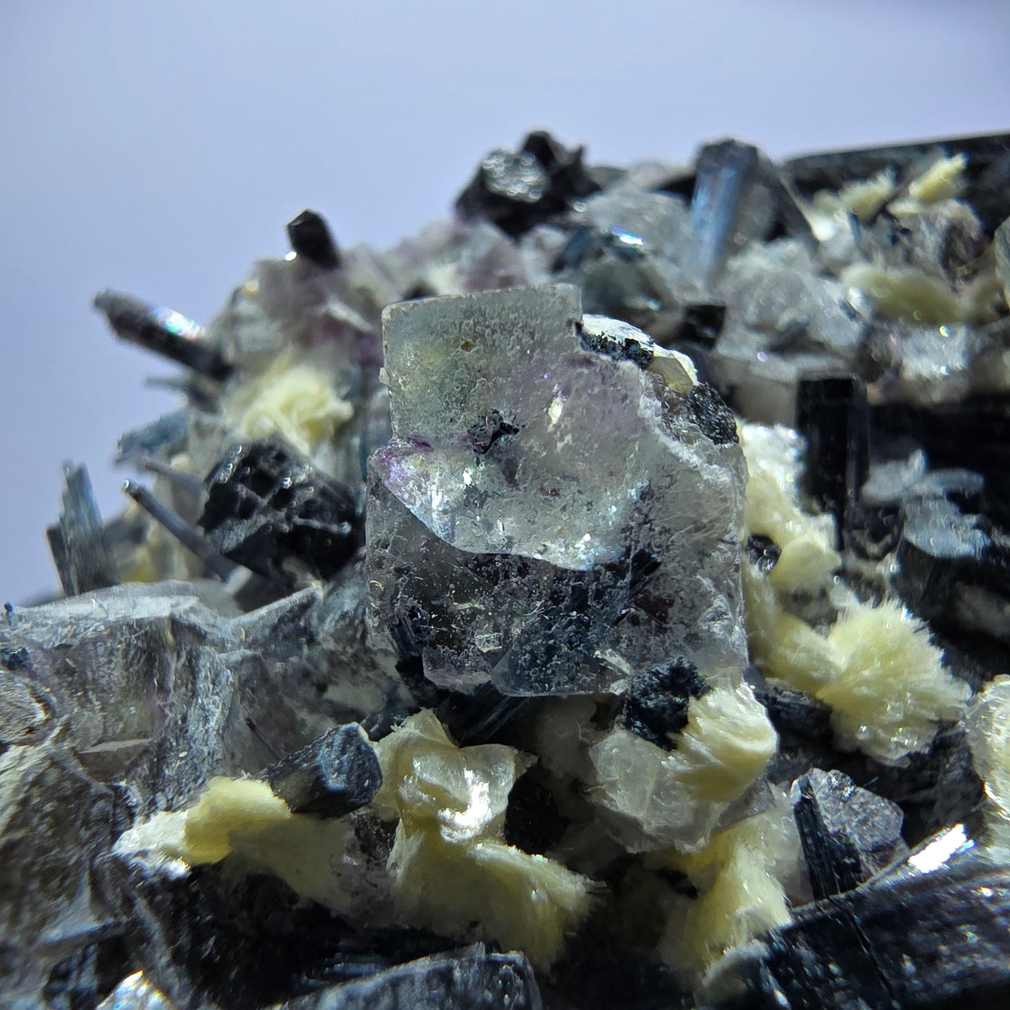 Colorful Phantom Fluorite Cubes Schorl Tourmaline Muscovite Erongo, Namibia 95*71*57mm