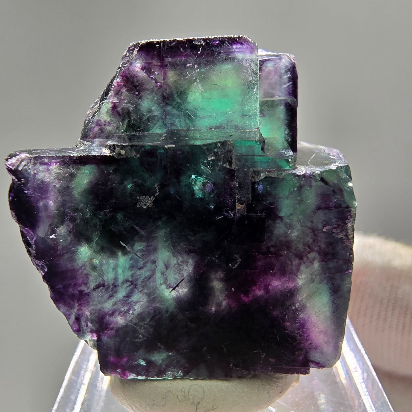 Seltene Phantom Fluorit Würfel Stufe Tie-Dye Pocket, Okorusu, Namibia 27*26*16mm