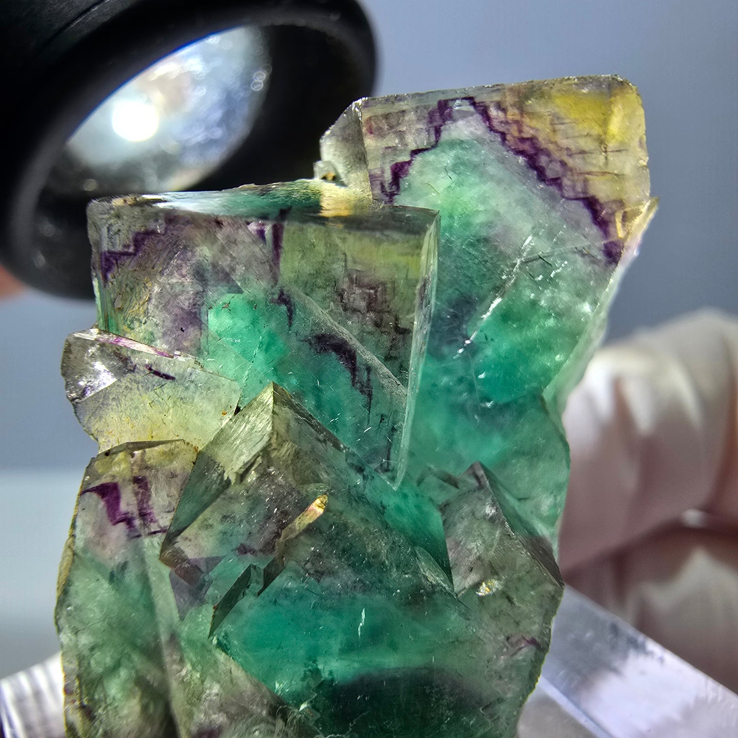 Phantom Fluorit Würfel Stufe, grün lila Okorusu, Namibia 37*25*17mm