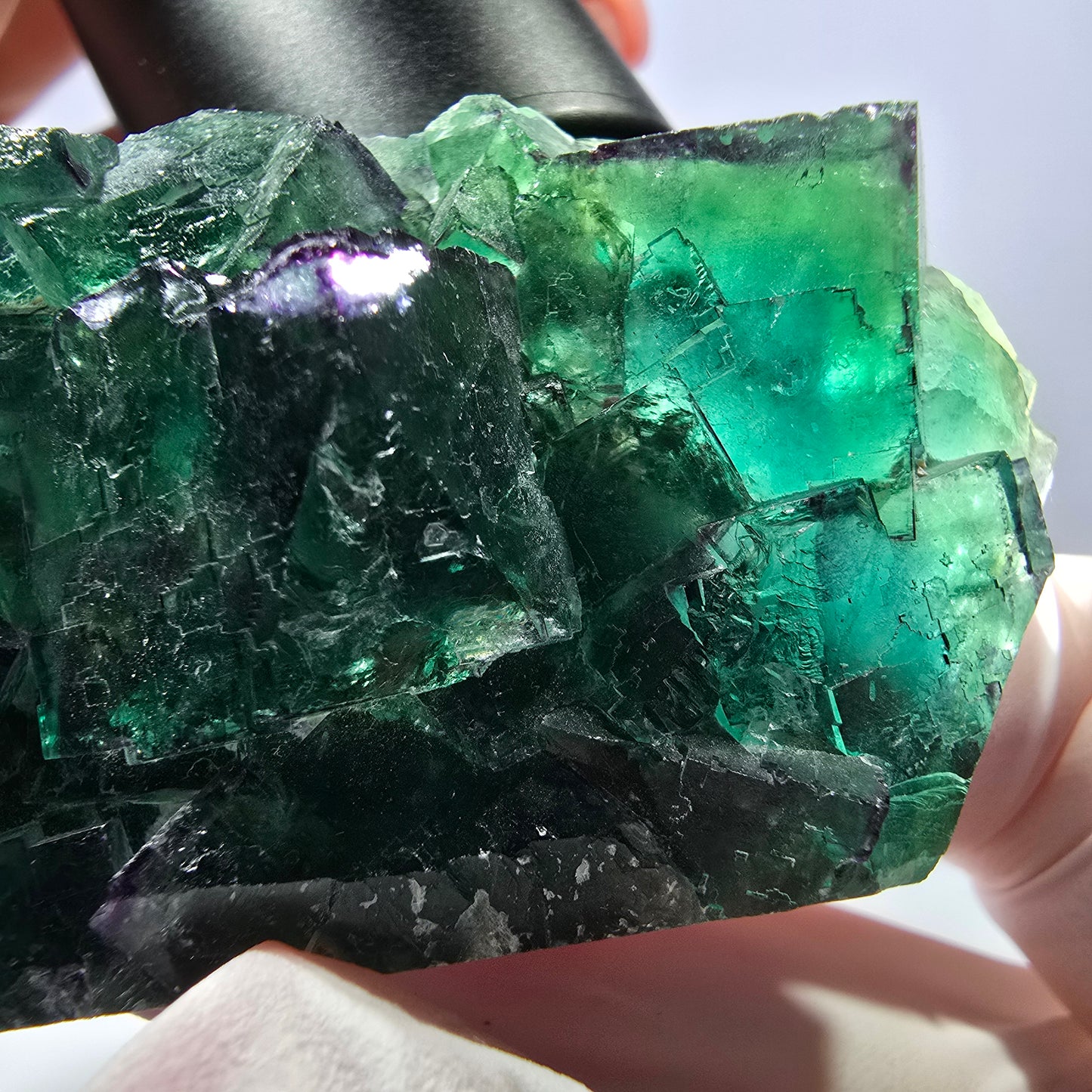 Cube de fluorite fantôme vert étagé, Okorusu, Namibie, 80 x 36 x 20 mm