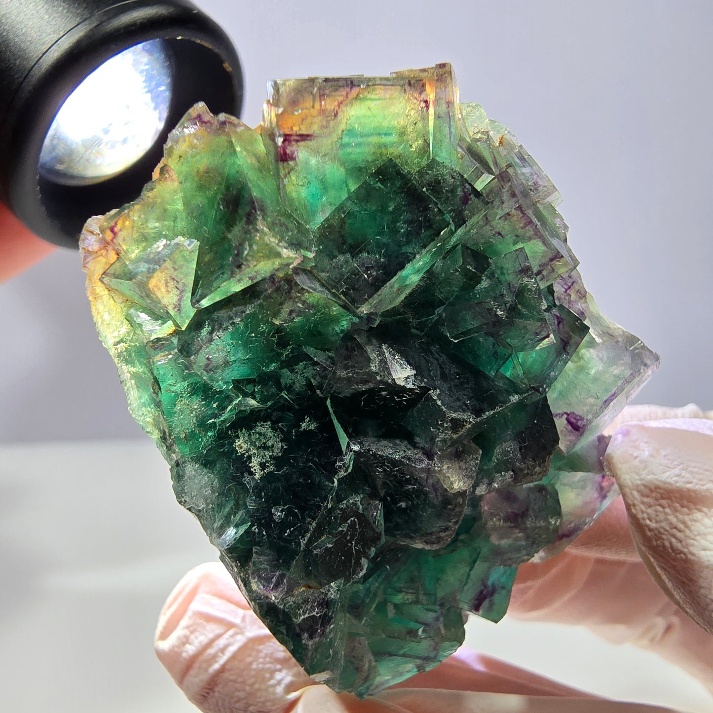 Phantom Fluorite Cube Specimen, parquetted green purple Okorusu, Namibia 53*38*21mm