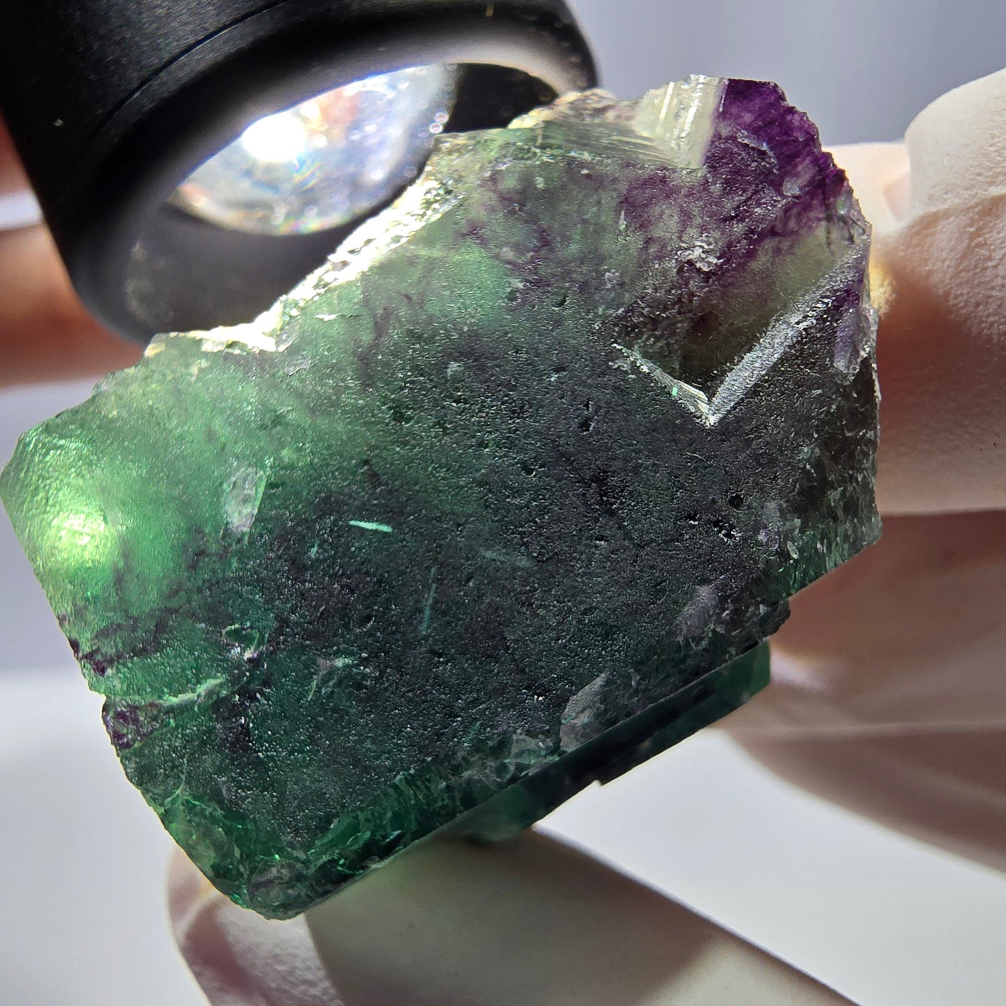 Spécimen de cube de fluorite fantôme parqueté vert violet Okorusu, Namibie 34*33*25 mm