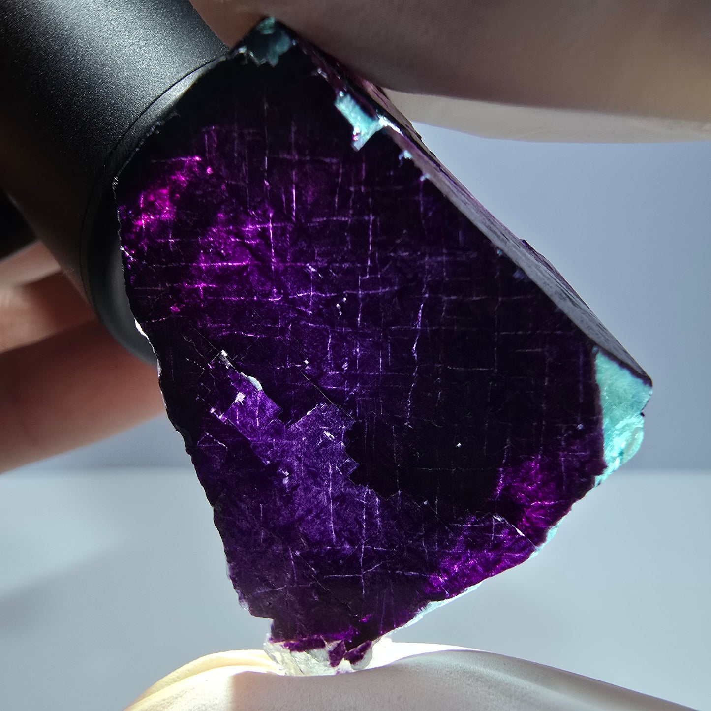 Phantom Fluorit Würfel Stufe grün lila zonal 11:11 Angel Pocket, Namibia 37*31*18mm