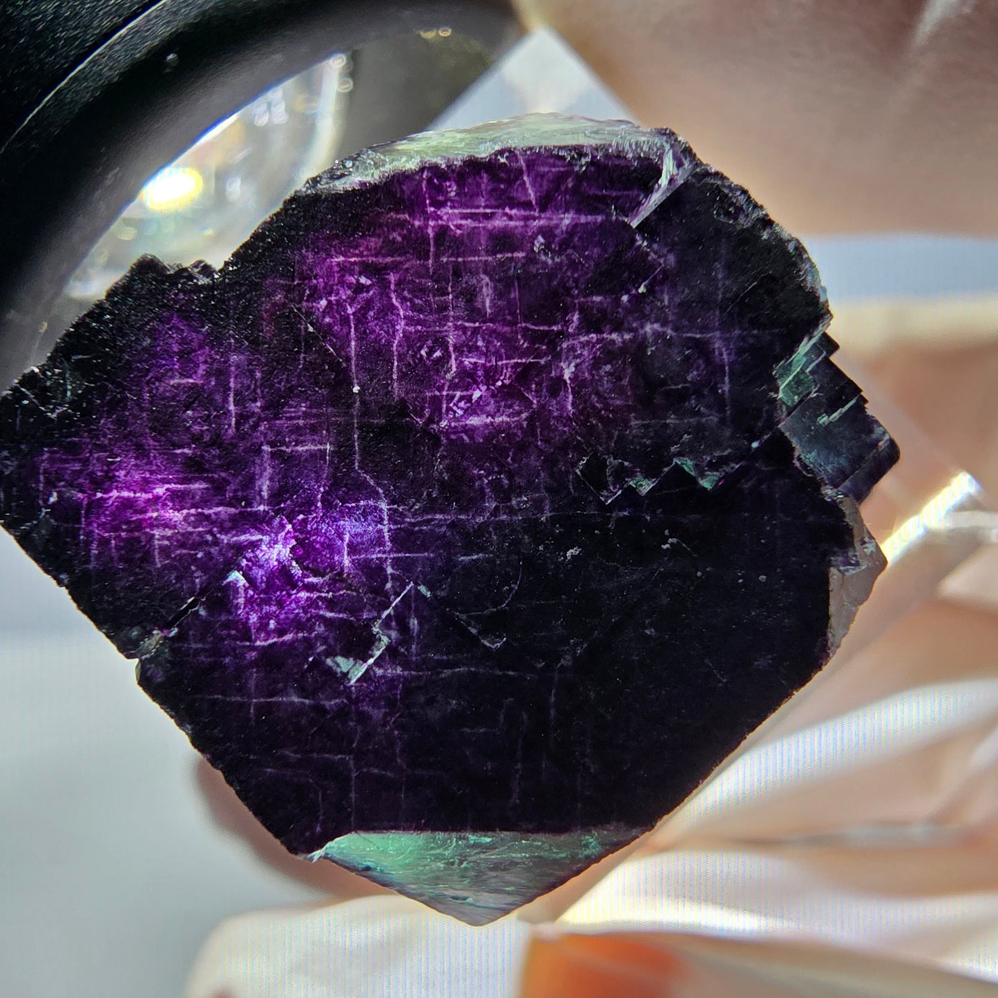 Phantom Fluorit Würfel Stufe grün lila zonal 11:11 Angel Pocket, Namibia 20*19*19mm