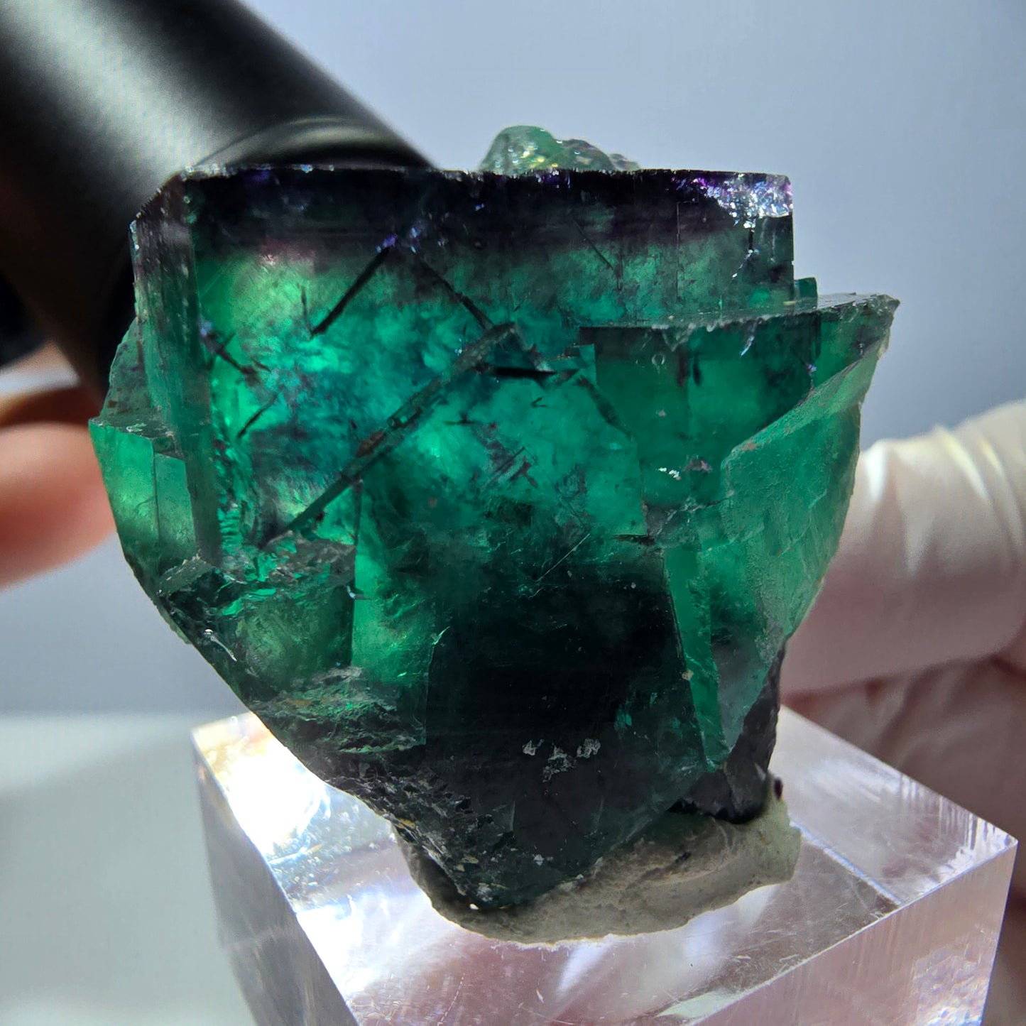 Phantom Fluorit Würfel Stufe, parkettiert grün lila Okorusu, Namibia 42*32*23mm
