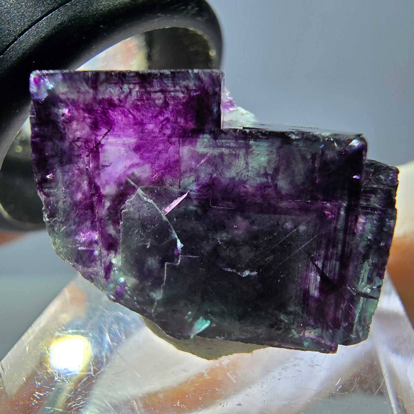 Phantom Fluorit Würfel Stufe, grün lila Okorusu, Namibia 22*17*14mm