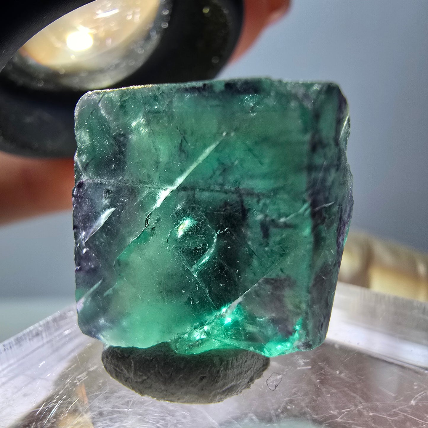 Phantom Fluorit Würfel Stufe, parkettiert grün lila Okorusu, Namibia 17*17*11mm