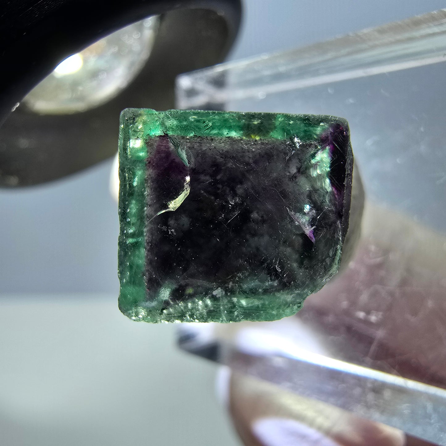 Phantom Fluorit Würfel Stufe, grün lila Okorusu, Namibia 15*12*11mm