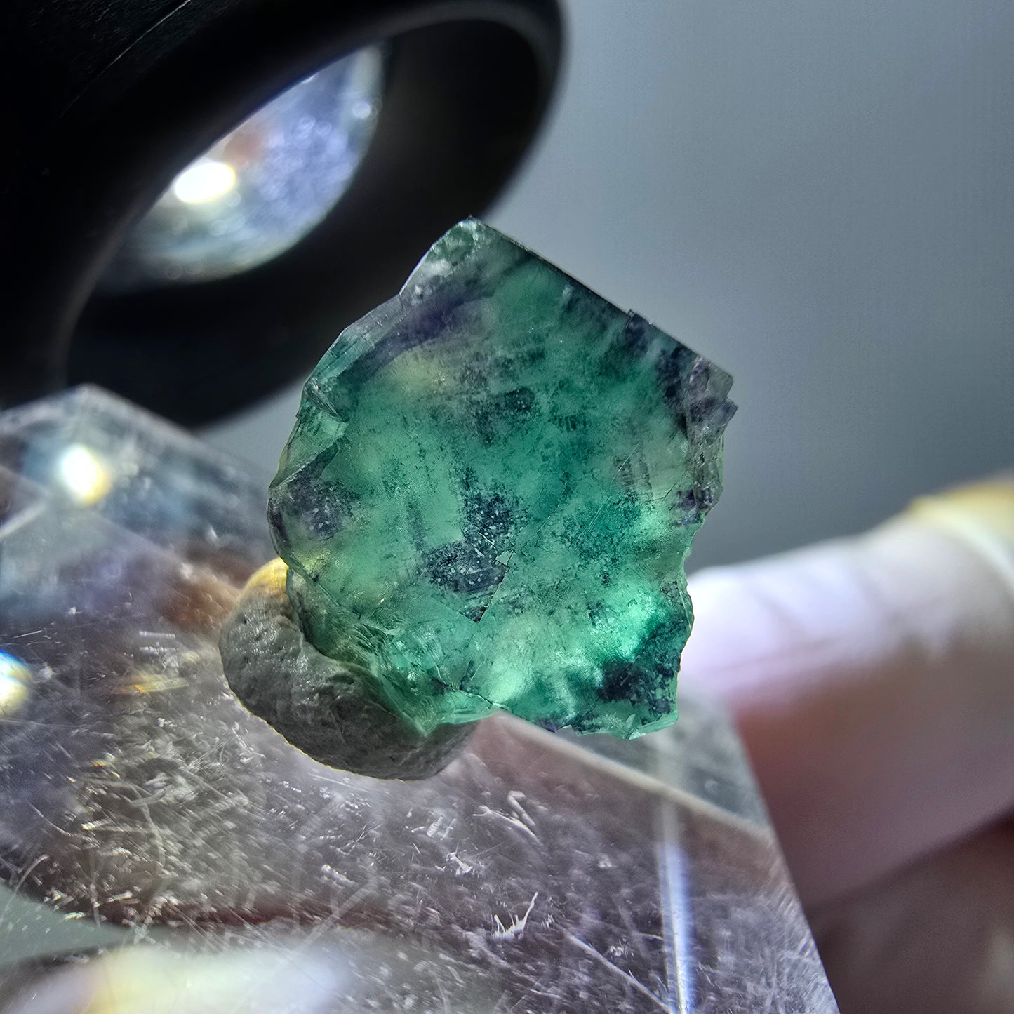 Phantom Fluorit Würfel Stufe, grün lila Okorusu, Namibia 12*10*9mm