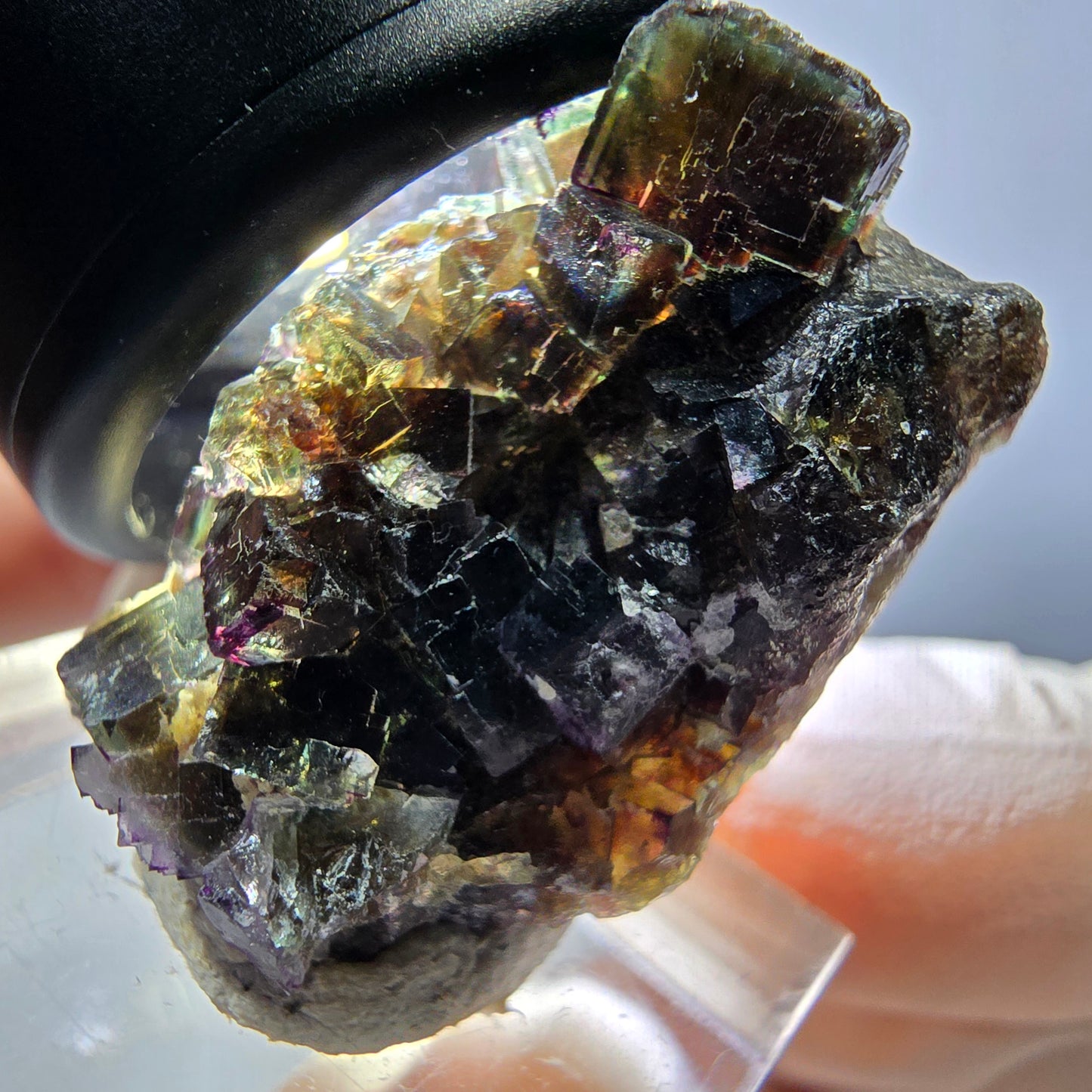Phantom Fluorit Würfel Stufe, grün lila Okorusu, Namibia 28*24*13mm