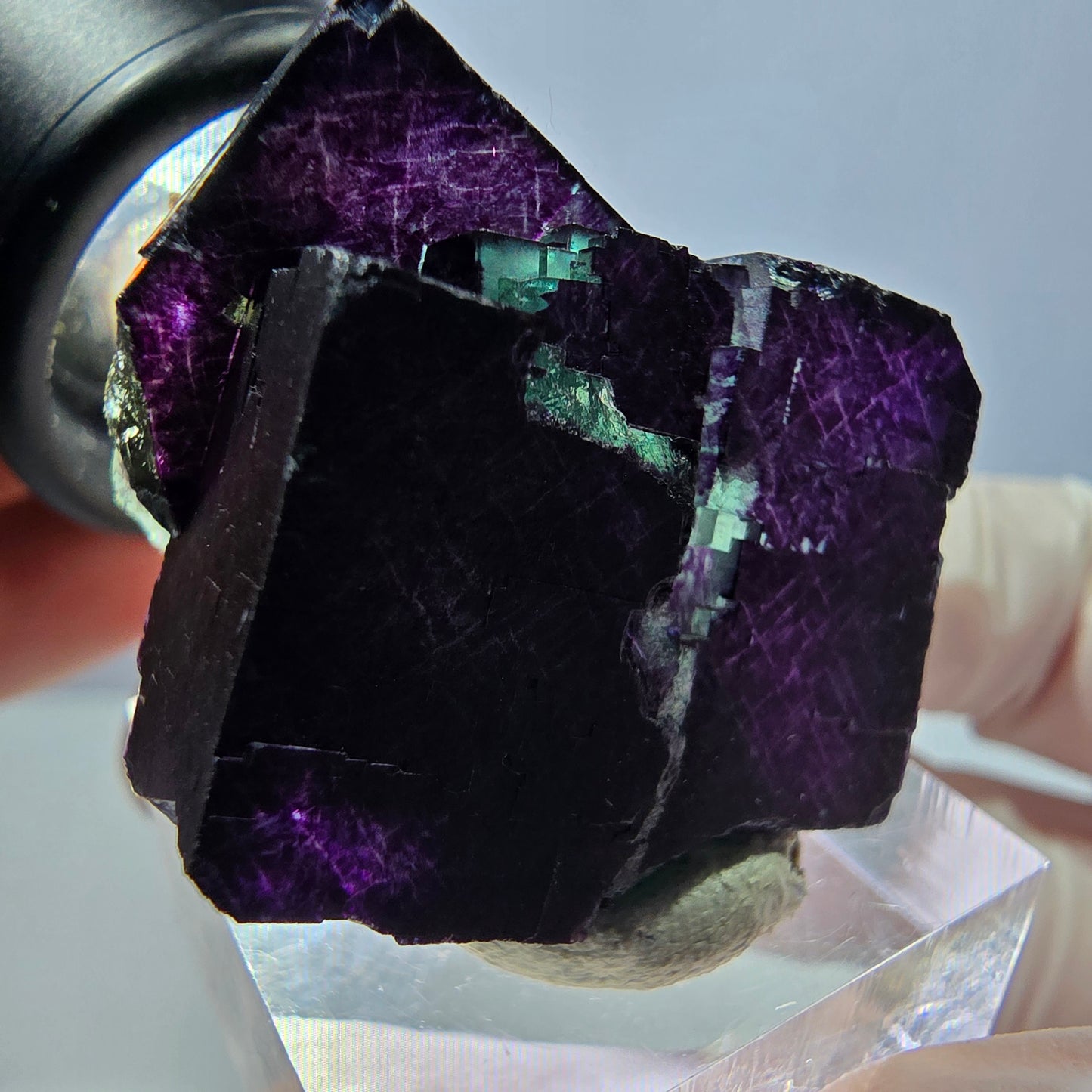 Phantom Fluorit Würfel Stufe grün lila zonal 11:11 Angel Pocket, Namibia 30*28*25mm