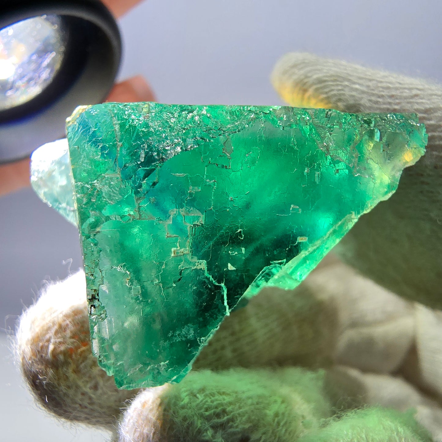 Rare spécimen de cube de fluorite fantôme, parqueté vert Okorusu, Namibie, 40 x 33 x 23 mm