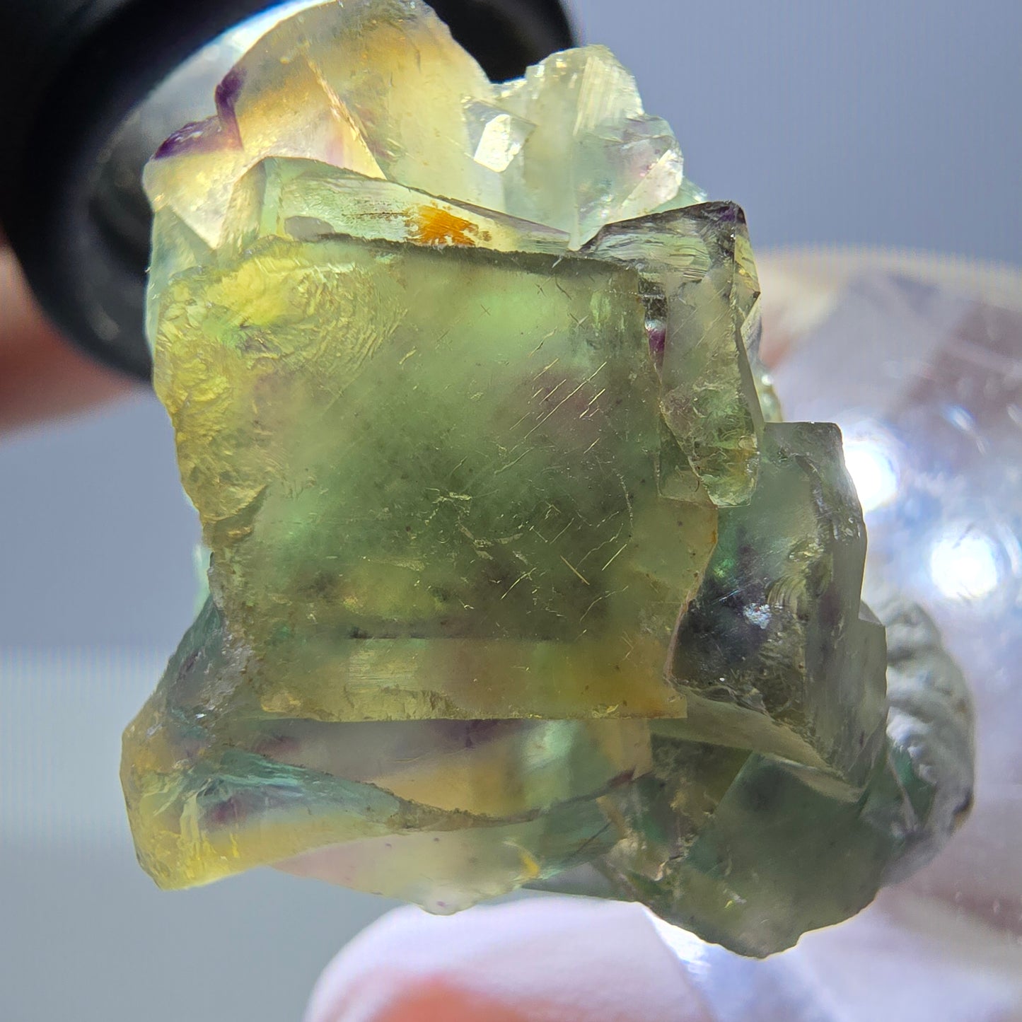 Phantom Fluorit Würfel Stufe, grün gelb lila Okorusu, Namibia 31*21*14mm