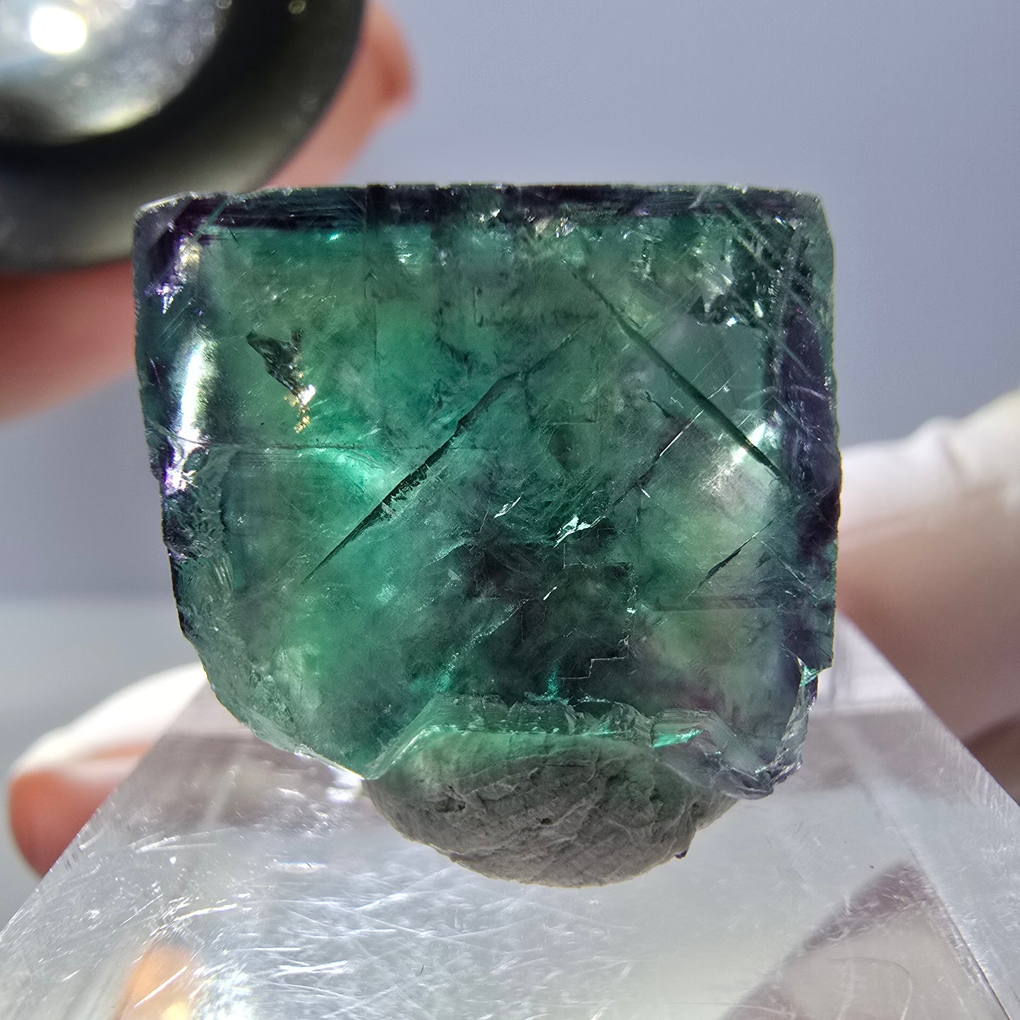 Phantom Fluorit Würfel Stufe, parkettiert grün lila Okorusu, Namibia 18*17*14mm