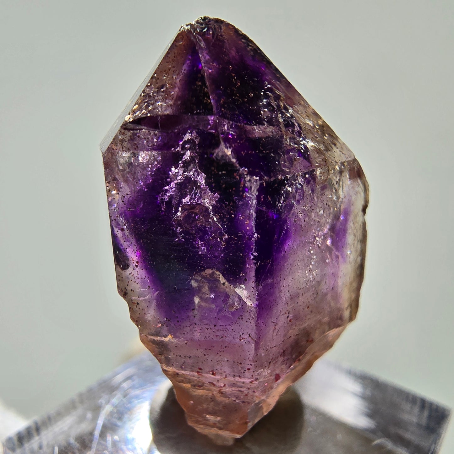 Pointe de sceptre d'améthyste fantôme Enhydro, 1x Bubble Brandberg, Namibie 33*21*16 mm