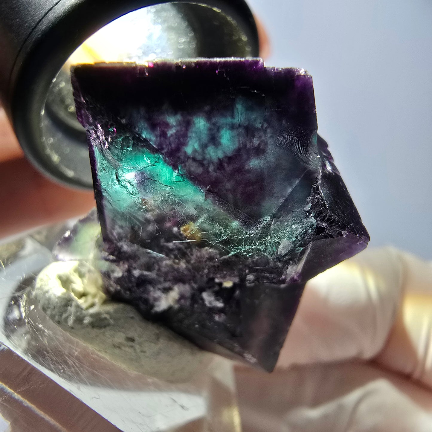 Phantom Fluorit Würfel Stufe, parkettiert grün lila Okorusu, Namibia 35*28*27mm