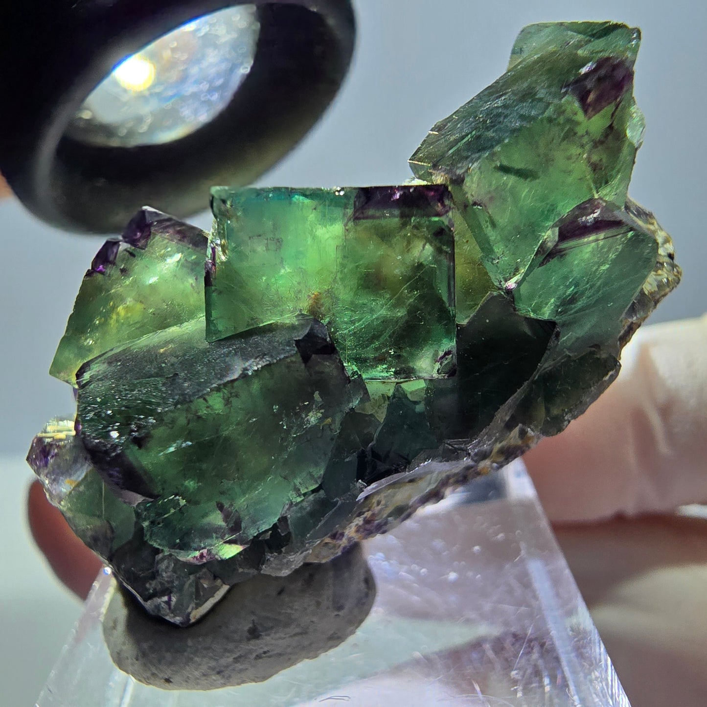 Phantom Fluorit Würfel Stufe, grün lila Okorusu, Namibia 39*18*12mm