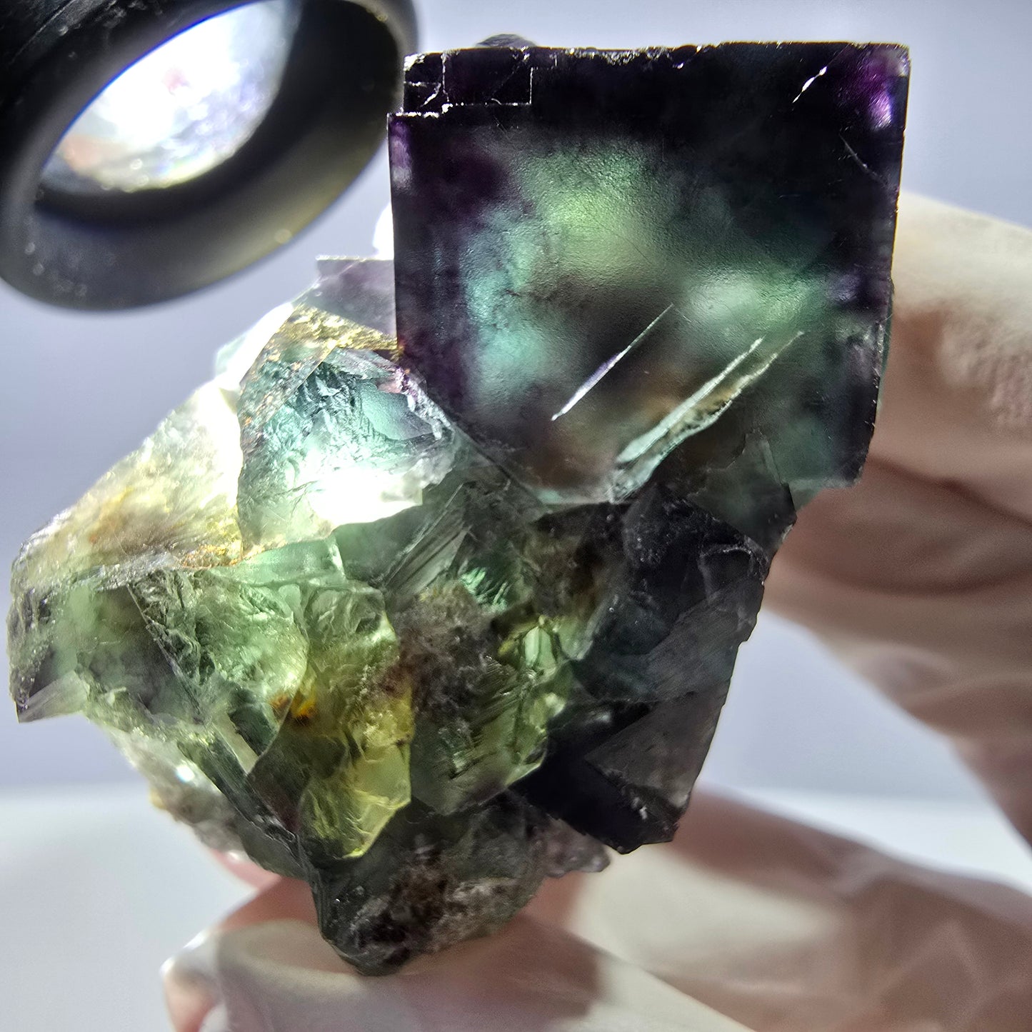 Spécimen de cube de fluorite fantôme, parqueté, zonal Okorusu, Namibie 49*45*27mm