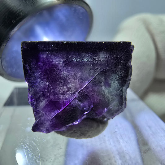 Rare cube de fluorite fantôme zonal, vert violet Okorusu, Namibie 18*17*12mm
