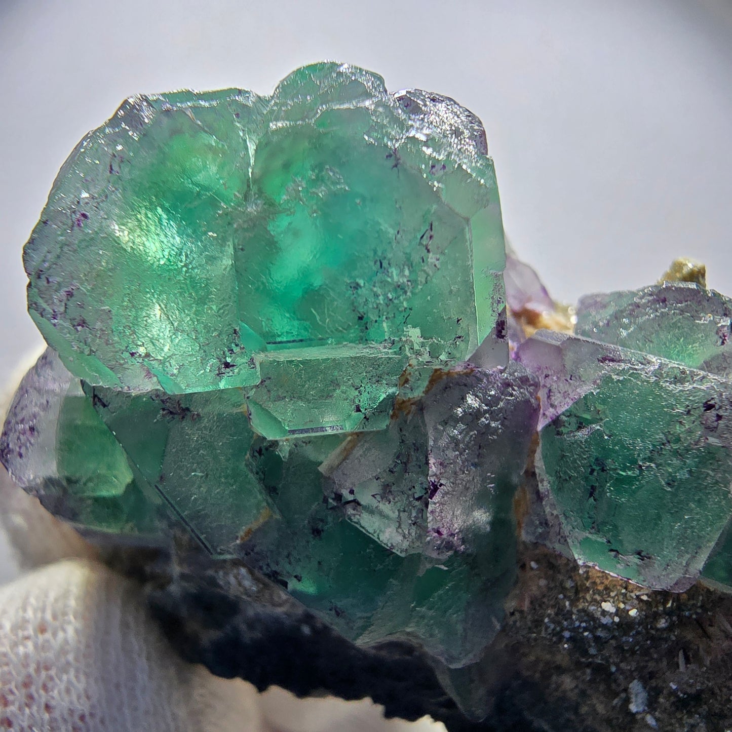 Phantom Fluorite zonal, Muscovite, Schorl Tourmaline specimen Erongo Namibia 62*48*33mm