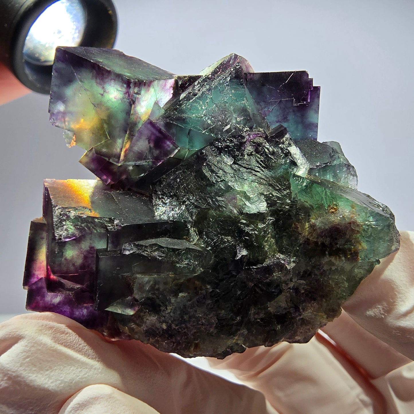 Spécimen de cube de fluorite fantôme, parqueté, zonal Okorusu, Namibie 49*45*27mm
