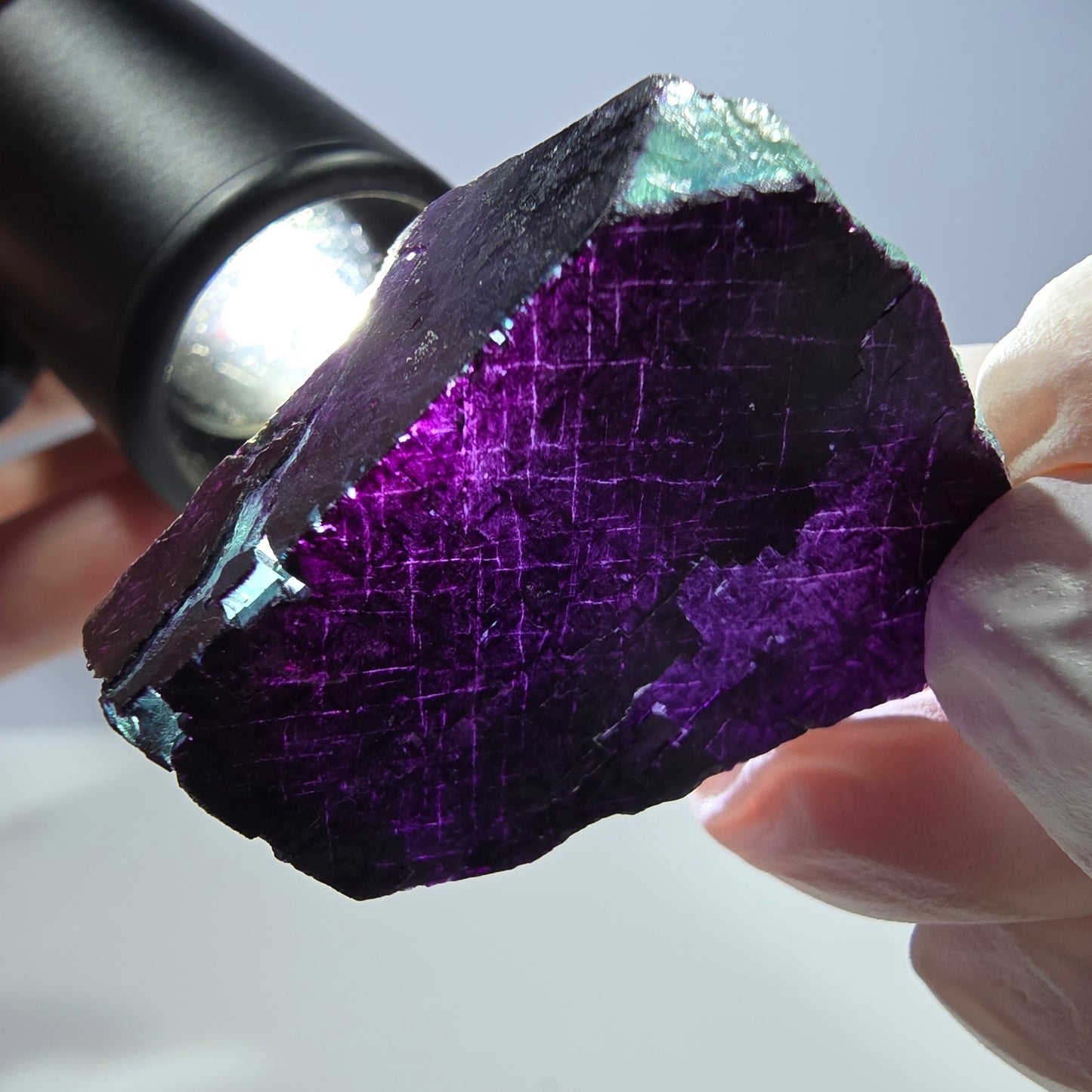 Phantom Fluorit Würfel Stufe grün lila zonal 11:11 Angel Pocket, Namibia 37*31*18mm