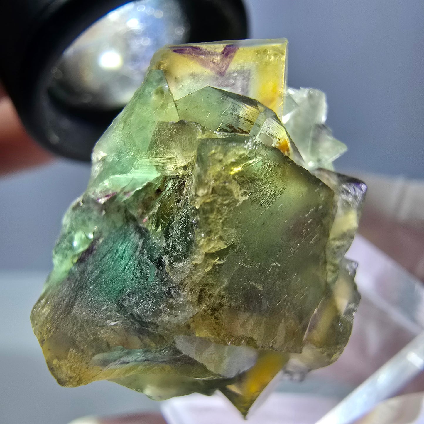 Phantom Fluorit Würfel Stufe, grün gelb lila Okorusu, Namibia 31*21*14mm